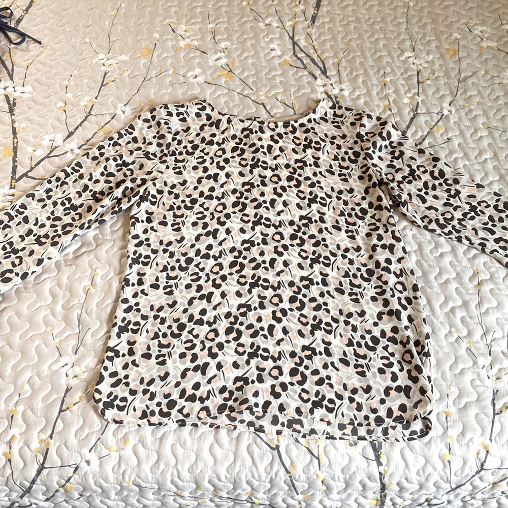 Loft Grey and Pink Leopard Print Blouse